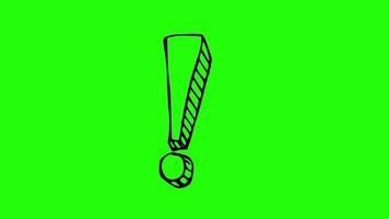 Hand drawn 3D exclamation mark, symbol Wiggling and Floating on Green Background video