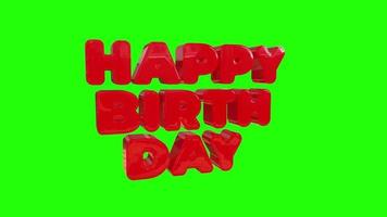 Red Happy birthday Wiggle, Floating Text on Green Background video