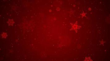 Natale invito carta neve fiocchi sfondo. i fiocchi di neve rosso sfondo video