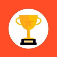 Golden trophy cup icon .The first place winner award. vector