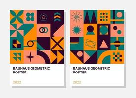 Abstract geometric posters. Bauhaus cover templates with abstract geometry. Retro architecture abstract shapes, forms, lines and abstract vector set. Magazine, journal, and album creative art cover.