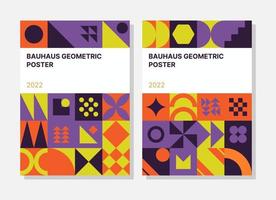 Abstract geometric posters. Bauhaus cover templates with abstract geometry. Retro architecture abstract shapes, forms, lines and abstract vector set. Magazine, journal, and album creative art cover.