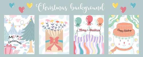 Christmas background set Doodle style design Can be adapted for a variety of applications such as Christmas themed decorations, Christmas cards, digital prints, scrapbook, postcard, web designs vector