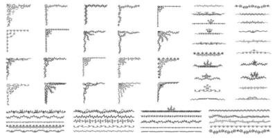 colección de esquinas, divisores, bordes, diseñados en estilo garabato. se puede adaptar para una variedad de aplicaciones, como decoración de papel, hojas de trabajo, álbumes de recortes, portadas, elementos para maestros y más vector
