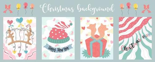 Christmas background set Doodle style design Can be adapted for a variety of applications such as Christmas themed decorations, Christmas cards, digital prints, scrapbook, postcard, web designs vector