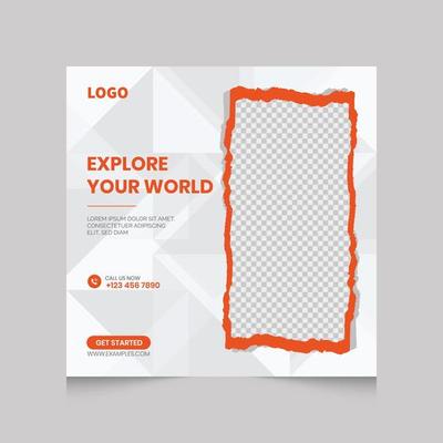 Holiday travel or summer beach traveling social media post banner template