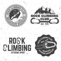 Vintage typography design with climber, carabiner and mountains vector