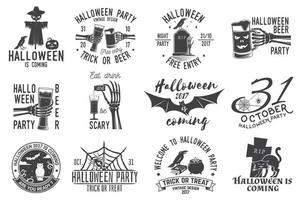 Set of Halloween party badges vector