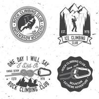 Vintage typography design with climber, carabiner and mountains vector