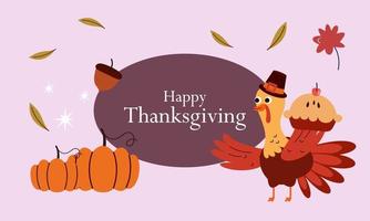 Happy thanksgiving background in flat design vector