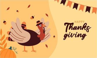 Happy thanksgiving background in flat design vector