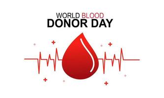 World blood donor day heart and blood drop concept poster vector