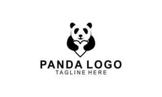 Panda bear silhouette logo design vector template