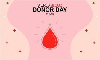 World blood donor day heart and blood drop concept poster vector