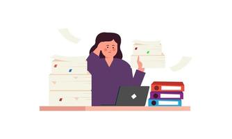 Employee overloaded with plenty of work illustration vector