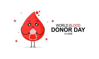 World blood donor day heart and blood drop concept poster vector