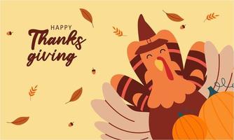 Happy thanksgiving background in flat design vector