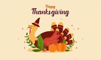 Happy thanksgiving background in flat design vector