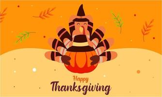 Happy thanksgiving background in flat design vector