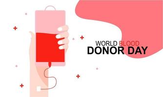 World blood donor day heart and blood drop concept poster vector