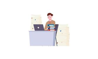 Employee overloaded with plenty of work illustration vector