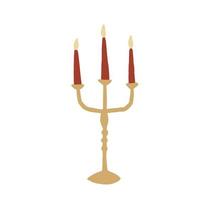 Hand drawn cute isolated clip art illustration of antique candle holder with red candles vector