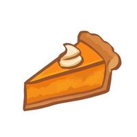 Hand drawn cute isolated clip art illustration of a piece of pumpkin pie vector