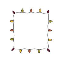 Doodle cute square frame. Festive decorative garland. Vector cozy element for decor