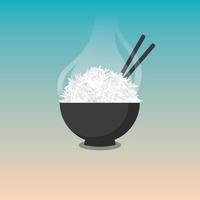 Asian rice bowl vector