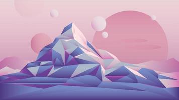 Sci-Fi Fantasy Crystal Mountain Landscape Scene Vector Illustration