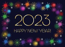 new years eve 2023 graphic with fireworks frame vector