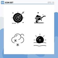 4 Universal Solid Glyph Signs Symbols of audience snow optimization vehicle nature Editable Vector Design Elements