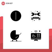 Pack of 4 creative Solid Glyphs of on buggy badge wrench pram Editable Vector Design Elements