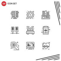 9 Thematic Vector Outlines and Editable Symbols of home data watch center building Editable Vector Design Elements