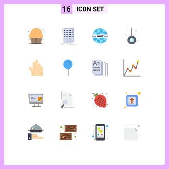 conjunto de colores planos de interfaz móvil de 16 pictogramas de dedos sistema de movimiento de mezclador de péndulo paquete editable de elementos creativos de diseño de vectores