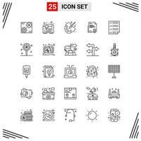 25 Icons Line Style Grid Based Creative Outline Symbols for Website Design Simple Line Icon Signs Isolated on White Background 25 Icon Set vector