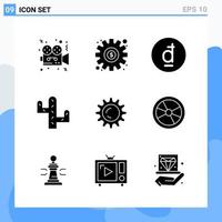 Modern 9 solid style icons Glyph Symbols for general use Creative Solid Icon Sign Isolated on White Background 9 Icons Pack Creative Black Icon vector background