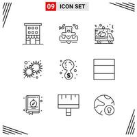 9 Icons Line Style Grid Based Creative Outline Symbols for Website Design Simple Line Icon Signs Isolated on White Background 9 Icon Set vector