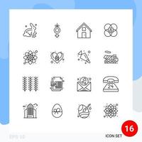Pictogram Set of 16 Simple Outlines of atom model contact us human character Editable Vector Design Elements