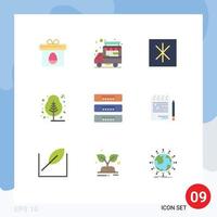 conjunto de 9 iconos de interfaz de usuario modernos signos de símbolos para elementos de diseño vectorial editables de la naturaleza del árbol del frigorífico del gabinete del cajón vector