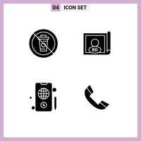 4 User Interface Solid Glyph Pack of modern Signs and Symbols of and mobile no country dollar Editable Vector Design Elements