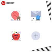 Modern Set of 4 Flat Icons Pictograph of location halloween real estate internet skull Editable Vector Design Elements