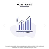 Our Services Graph Analytics Business Diagram Marketing Statistics Trends Solid Glyph Icon Web card Template vector