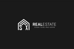 logotipo de forma de techo de casa con letra sx, estilo de logotipo de monograma inmobiliario creativo vector