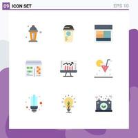 Modern Set of 9 Flat Colors and symbols such as business calendar thermo web web Editable Vector Design Elements