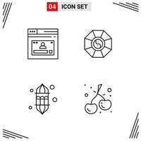 4 iconos de estilo de línea basados en cuadrícula símbolos de esquema creativos para el diseño de sitios web signos de icono de línea simple aislados en fondo blanco 4 conjunto de iconos fondo de vector de icono negro creativo