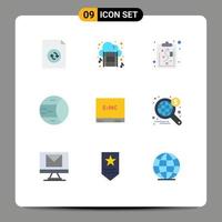 Pack of 9 Modern Flat Colors Signs and Symbols for Web Print Media such as search education management board space Editable Vector Design Elements