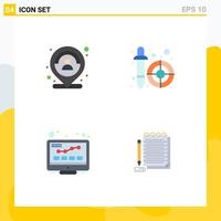 Set of 4 Modern UI Icons Symbols Signs for customer internet marker dropper monitoring Editable Vector Design Elements
