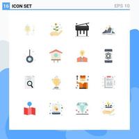 16 Thematic Vector Flat Colors and Editable Symbols of camping movement music career development Editable Pack of Creative Vector Design Elements