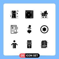 Set of 9 Modern UI Icons Symbols Signs for hipster report love web news Editable Vector Design Elements